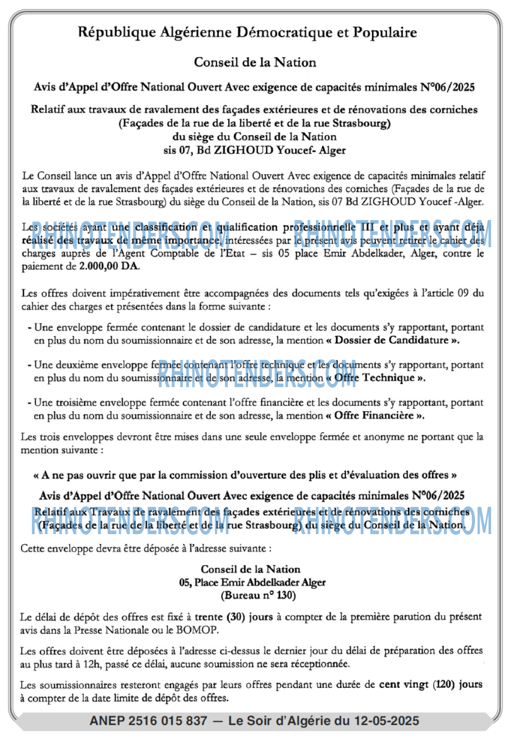 LE SOIR D'ALGERIE