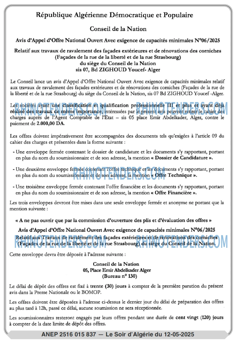 LE SOIR D'ALGERIE