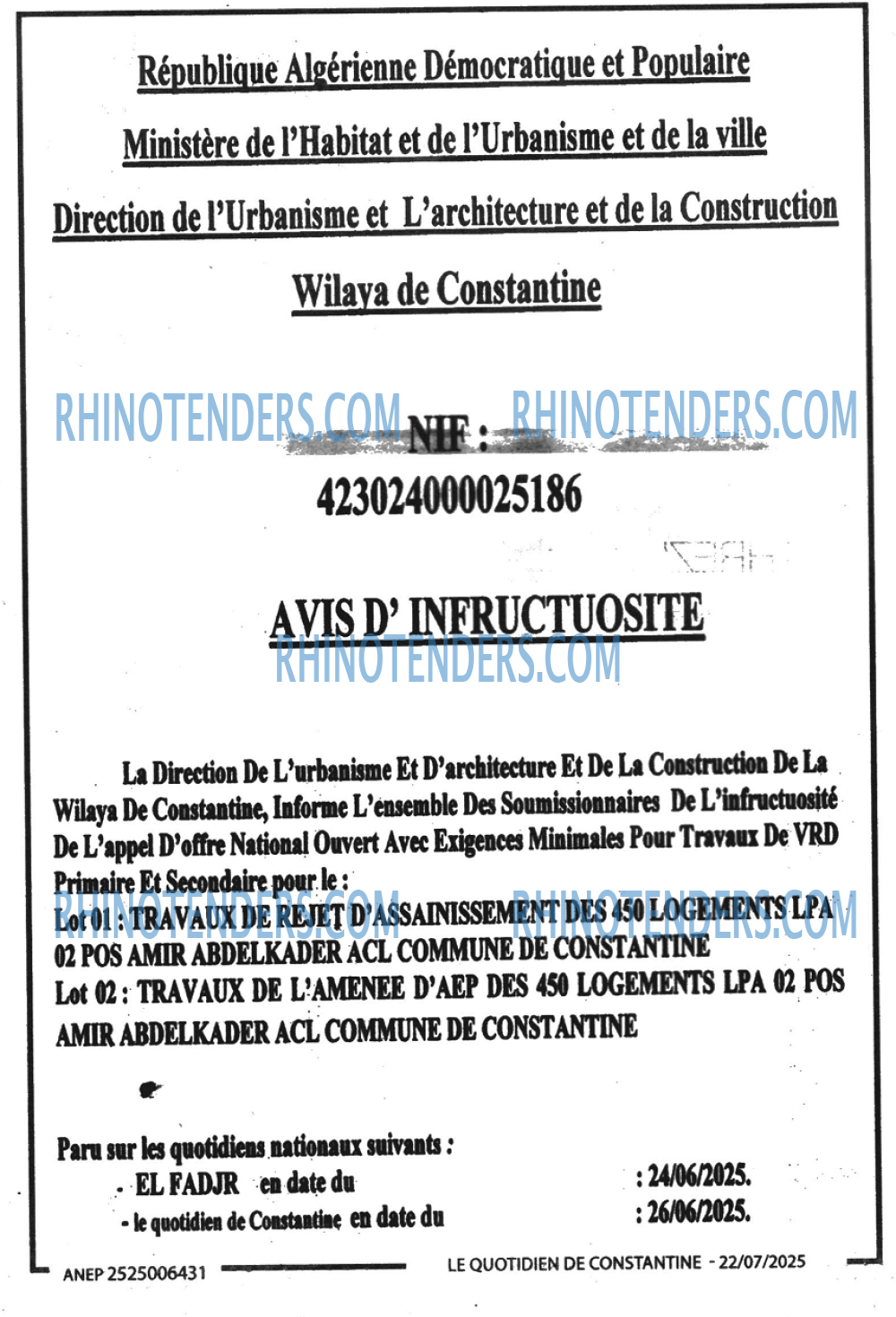 LE QUOTIDIEN DE CONSTANTINE