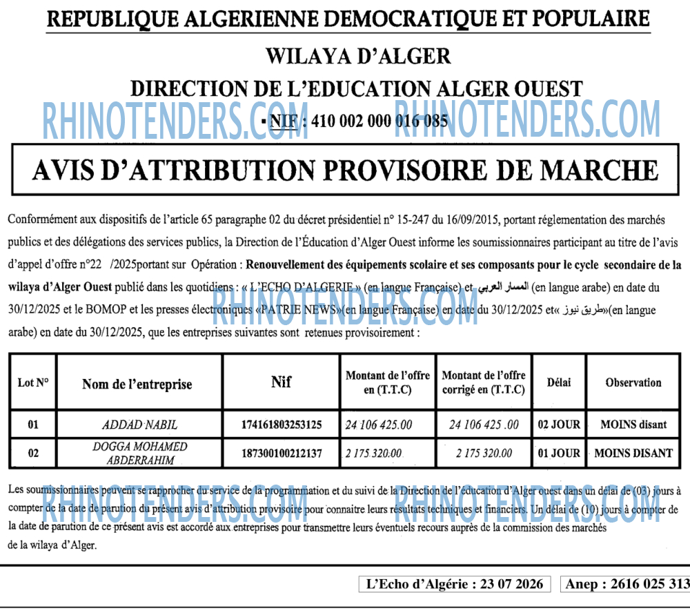 L'ECHO D'ALGERIE