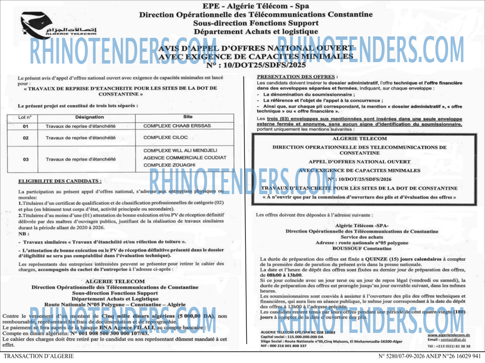 TRANSACTION D'ALGERIE