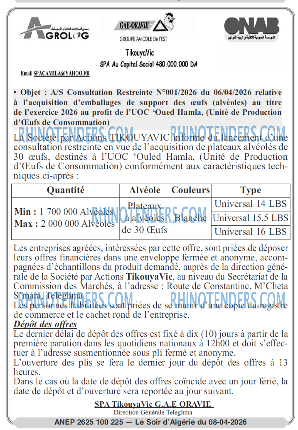 LE SOIR D'ALGERIE