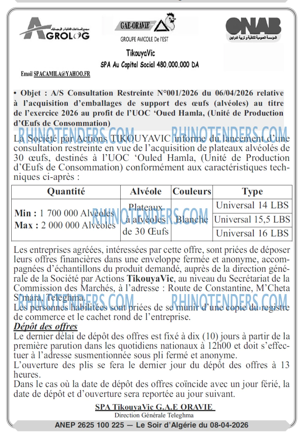 LE SOIR D'ALGERIE