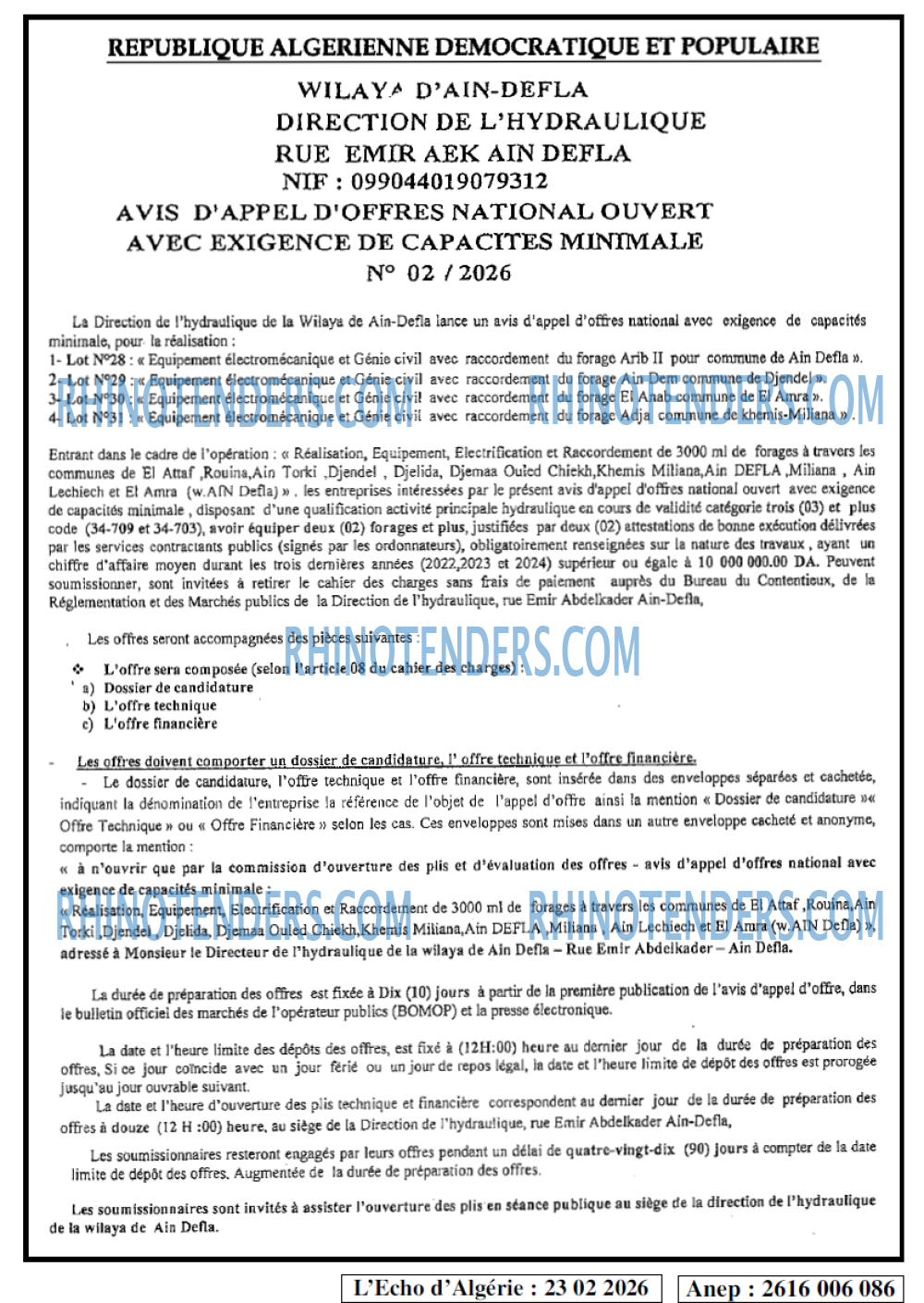 L'ECHO D'ALGERIE