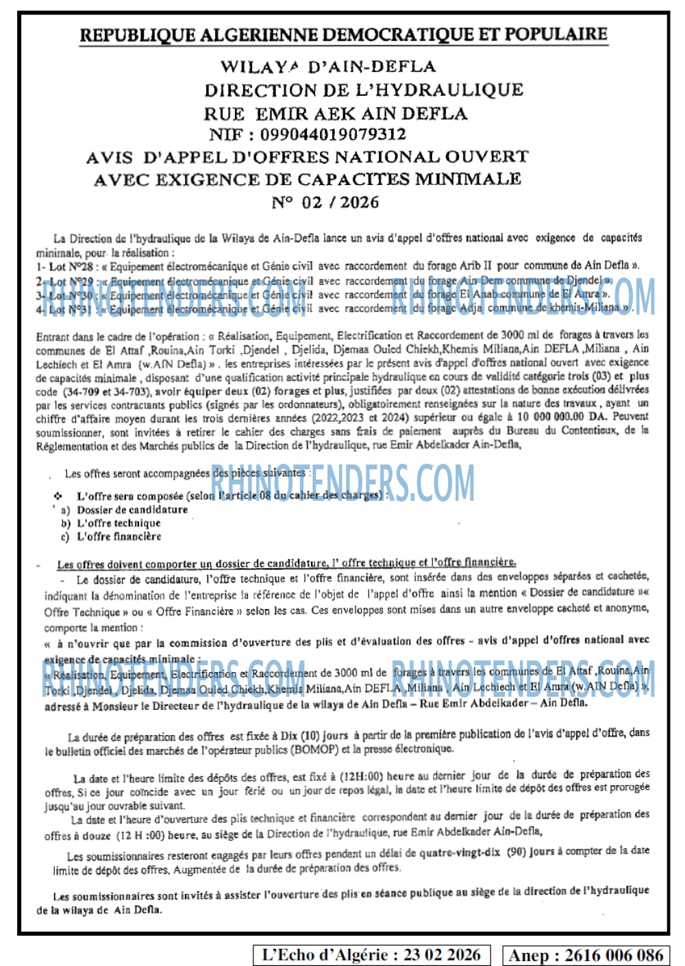 L'ECHO D'ALGERIE