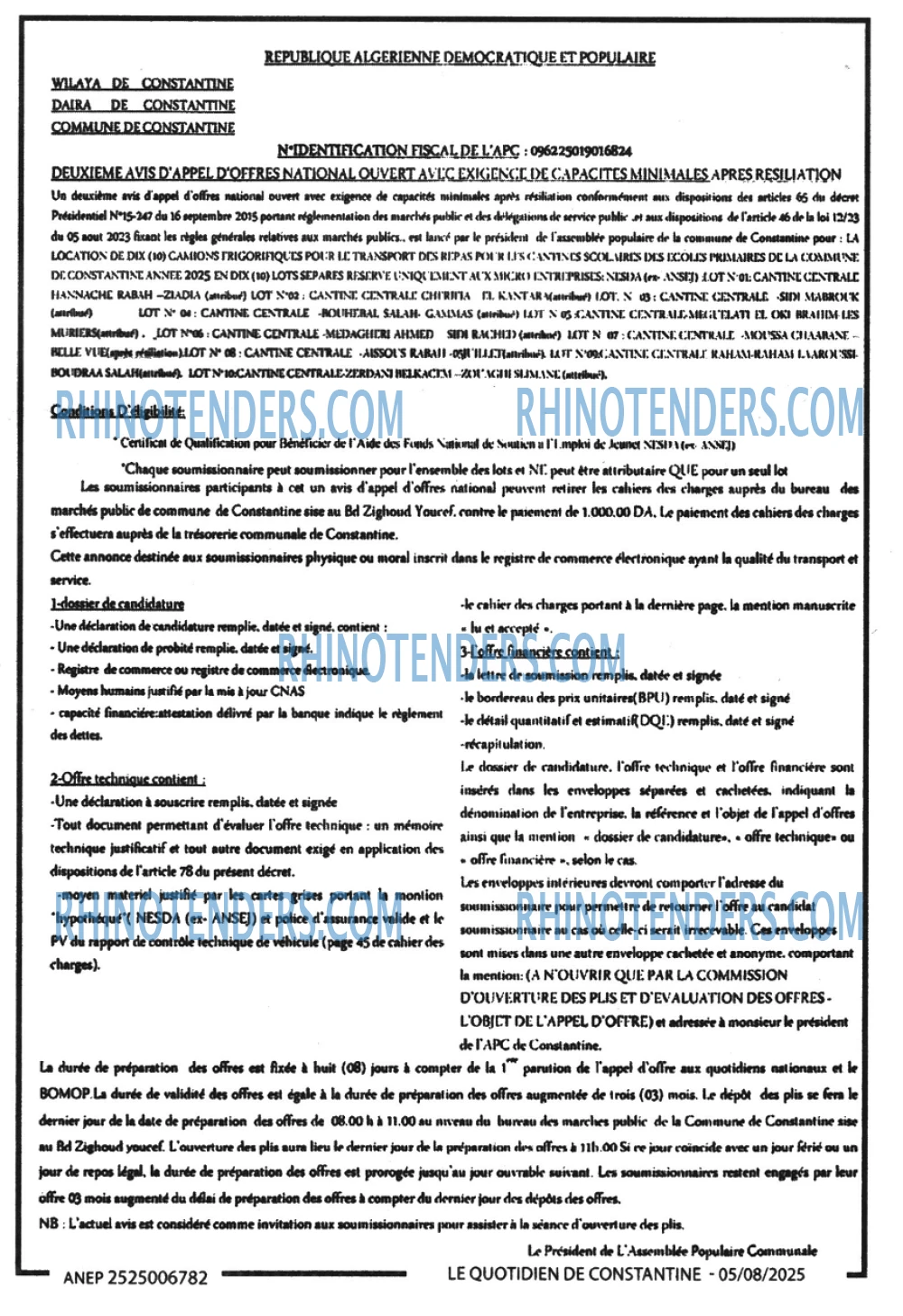 LE QUOTIDIEN DE CONSTANTINE