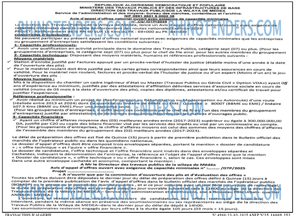 TRANSACTION D'ALGERIE