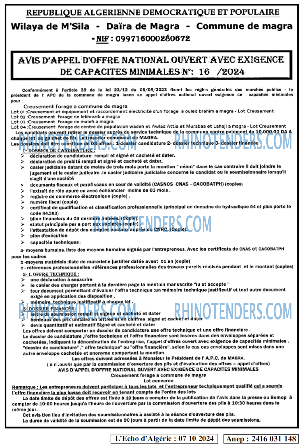 L'ECHO D'ALGERIE