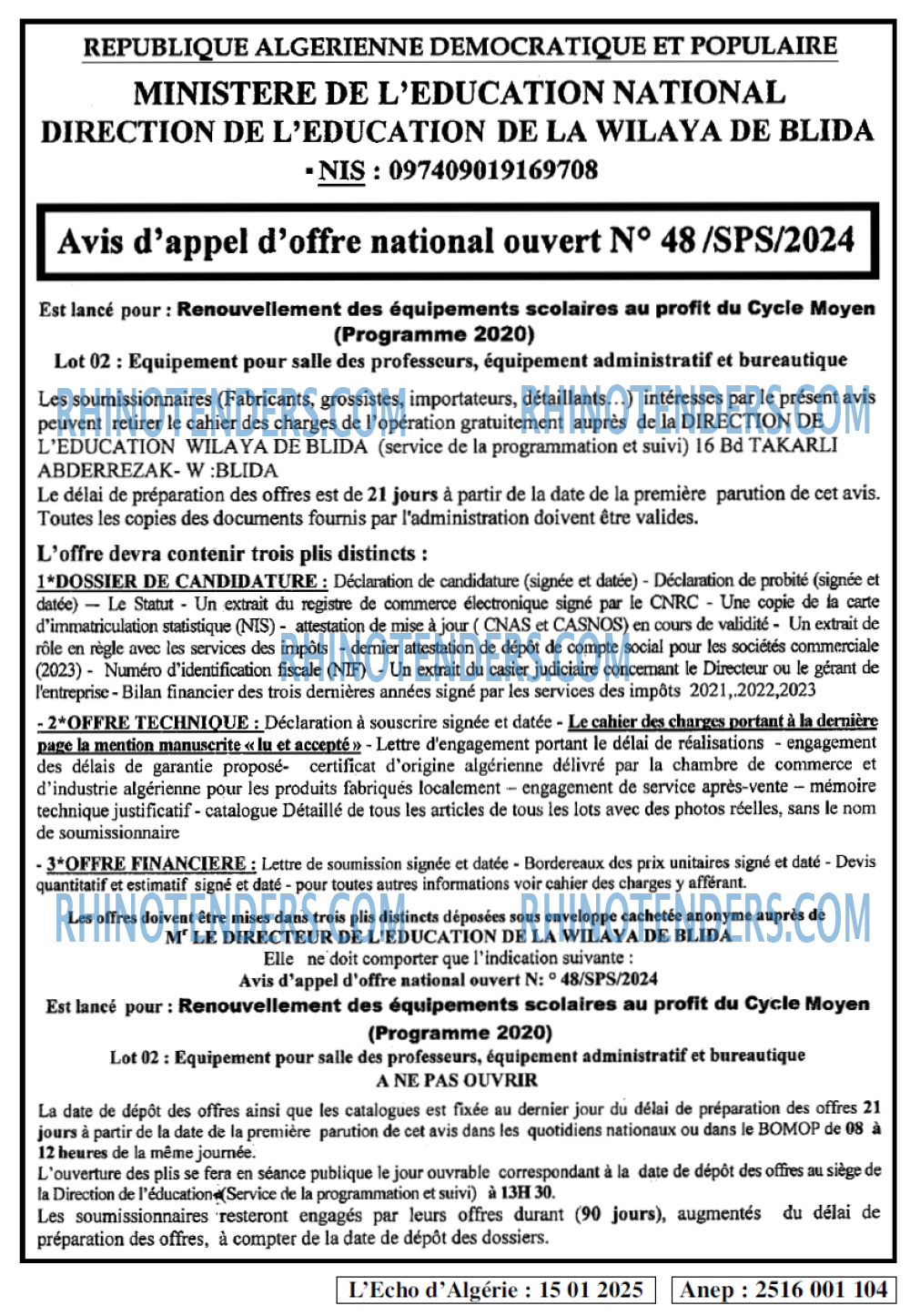 L'ECHO D'ALGERIE