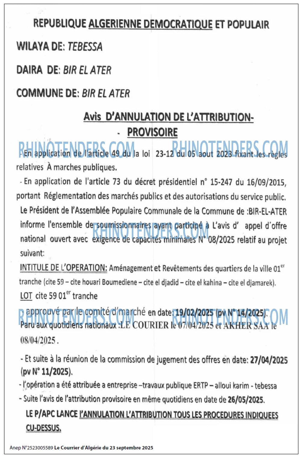 Le Courrier d'Algerie