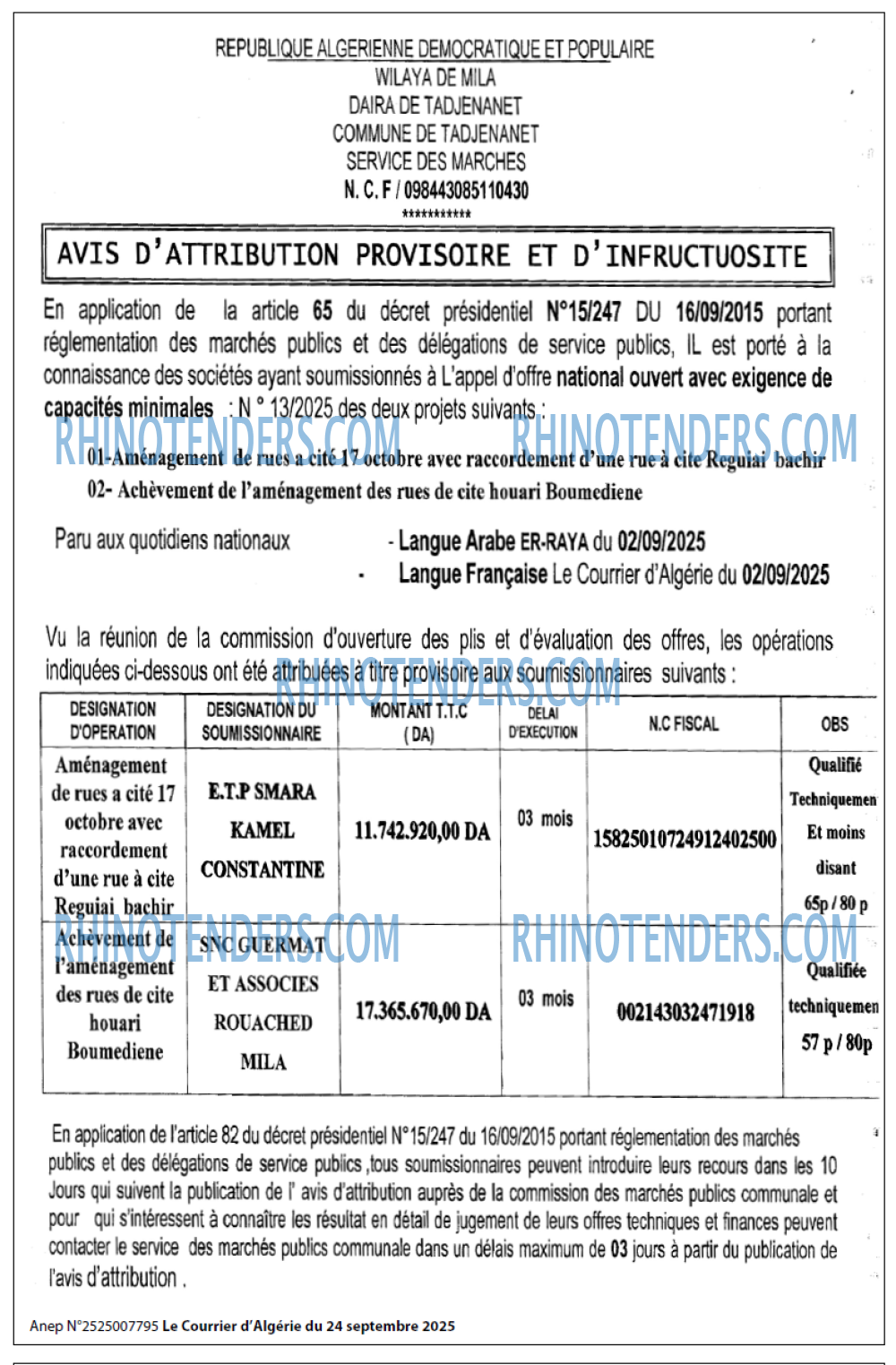 Le Courrier d'Algerie