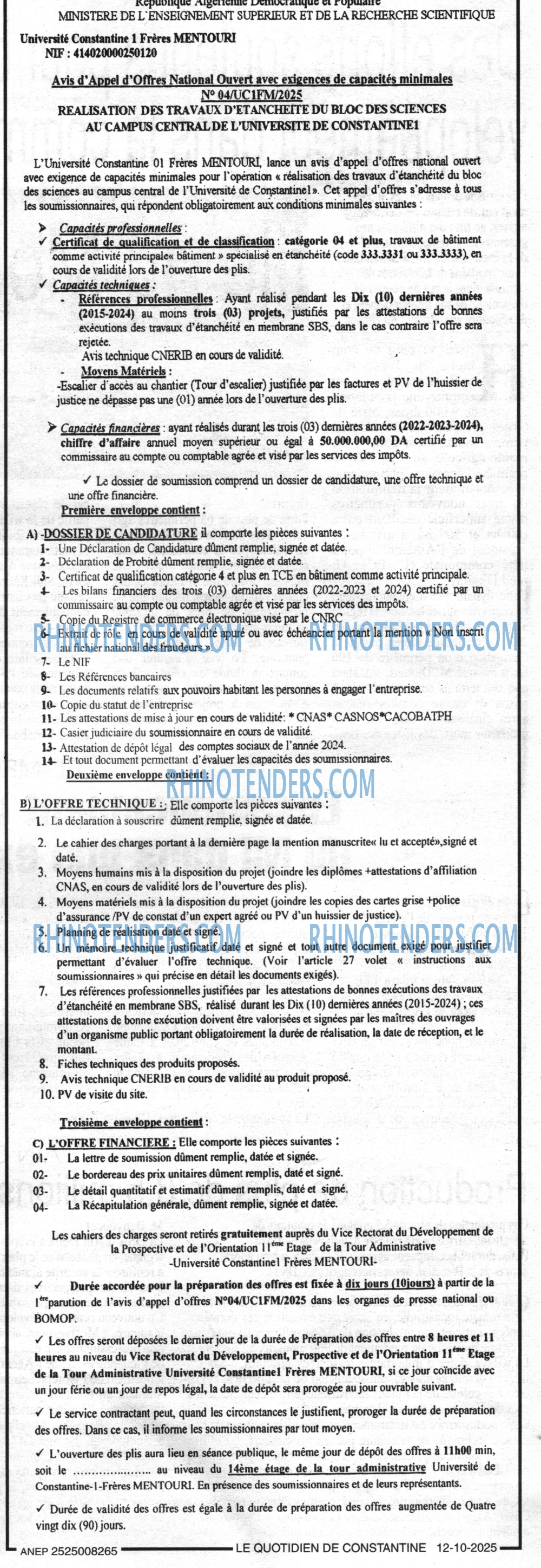 LE QUOTIDIEN DE CONSTANTINE