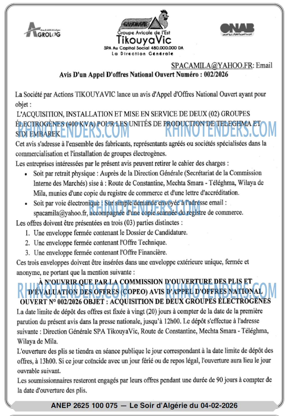 LE SOIR D'ALGERIE