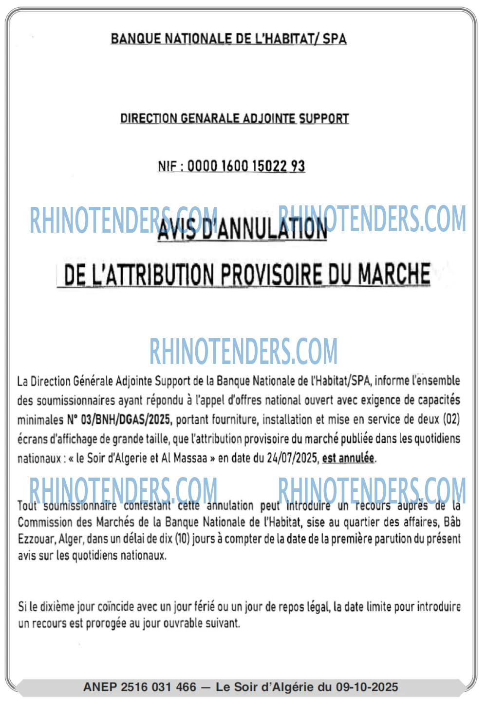 LE SOIR D'ALGERIE