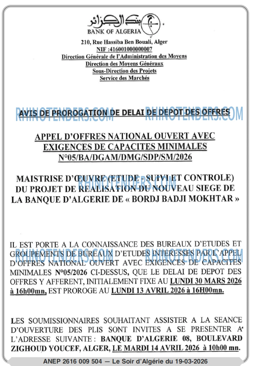 LE SOIR D'ALGERIE
