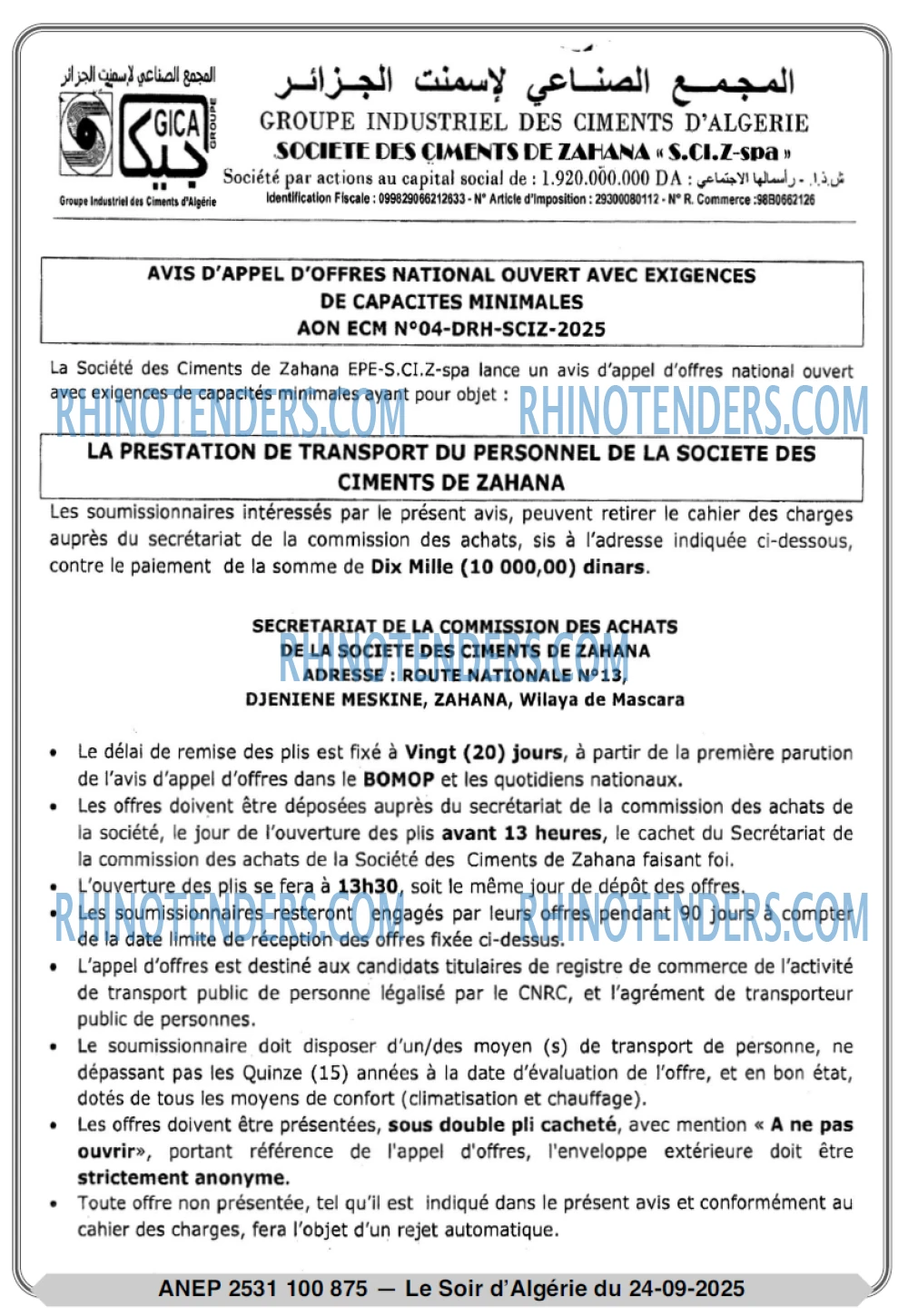 LE SOIR D'ALGERIE