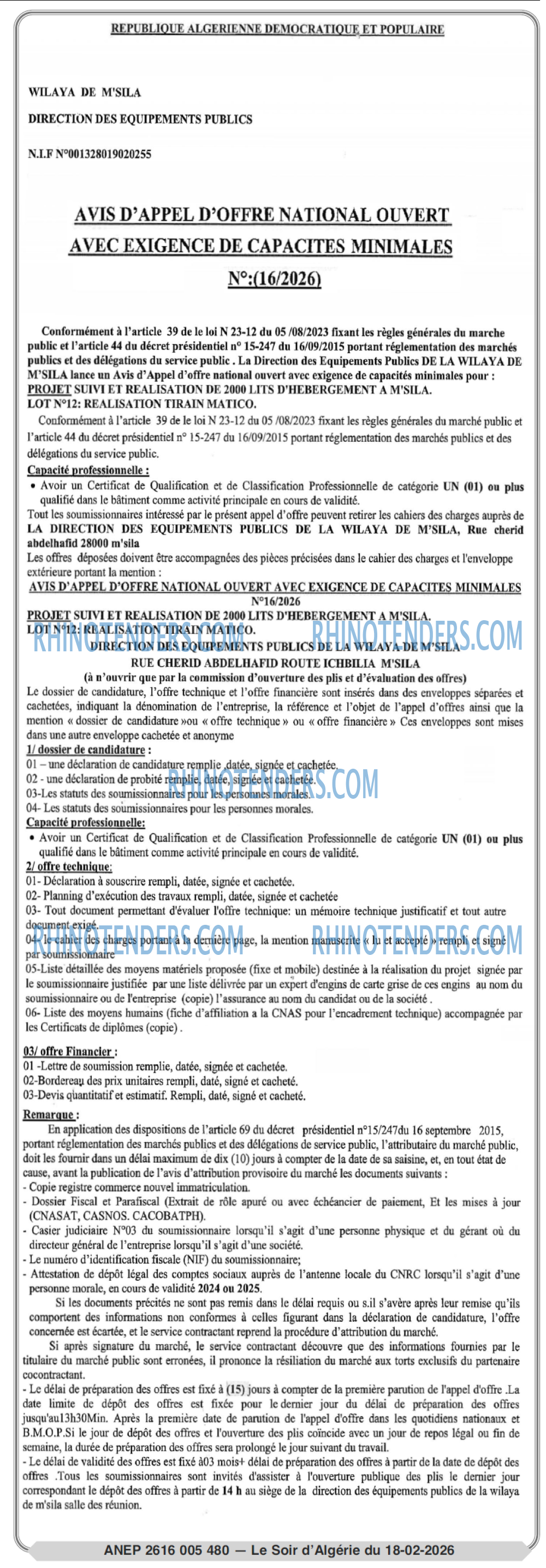 LE SOIR D'ALGERIE