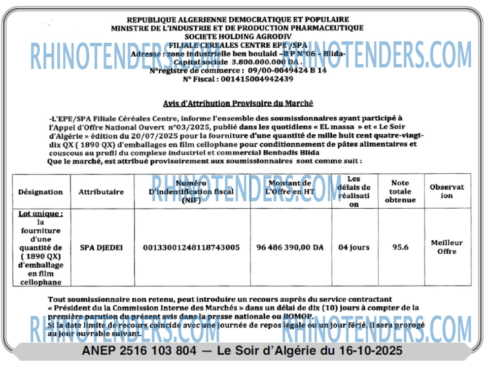 LE SOIR D'ALGERIE