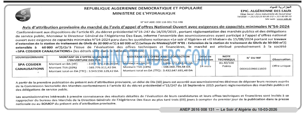LE SOIR D'ALGERIE