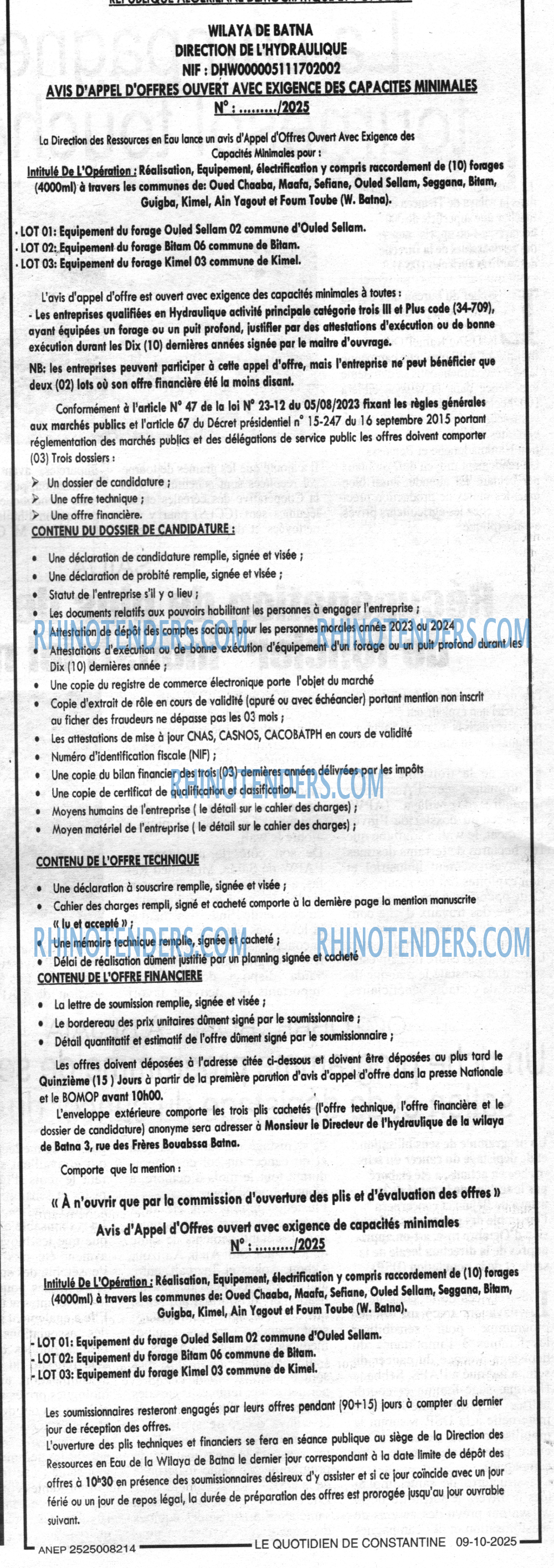 LE QUOTIDIEN DE CONSTANTINE