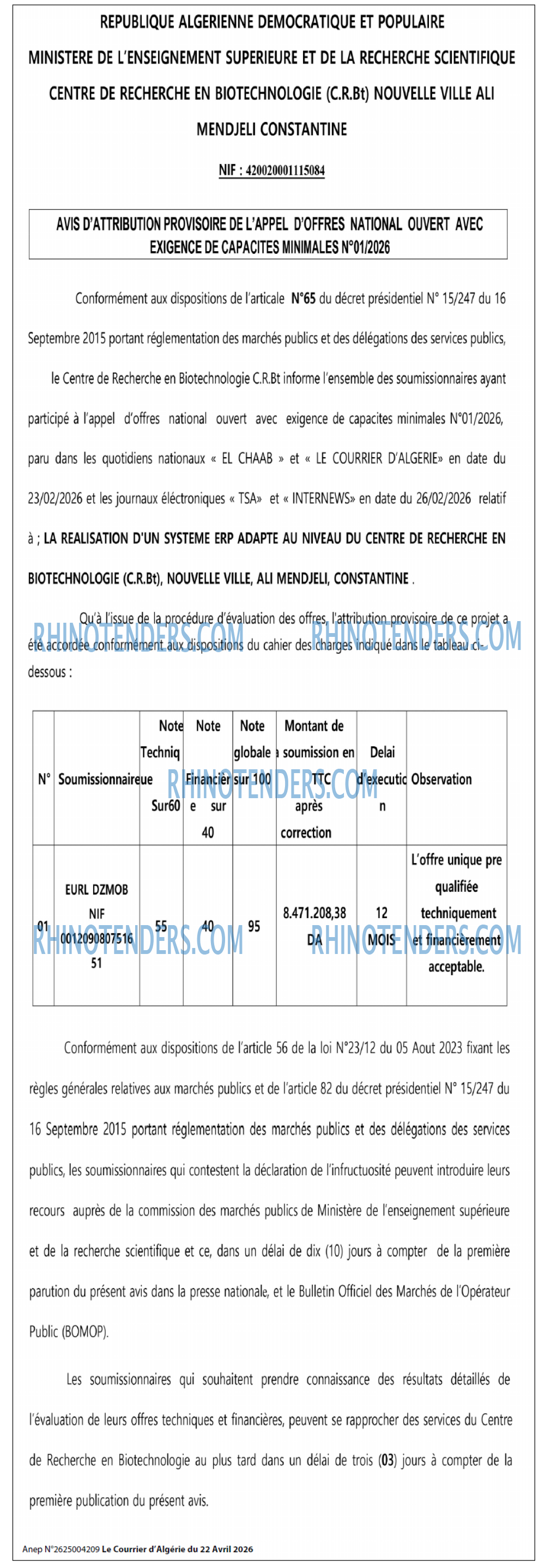 Le Courrier d'Algerie