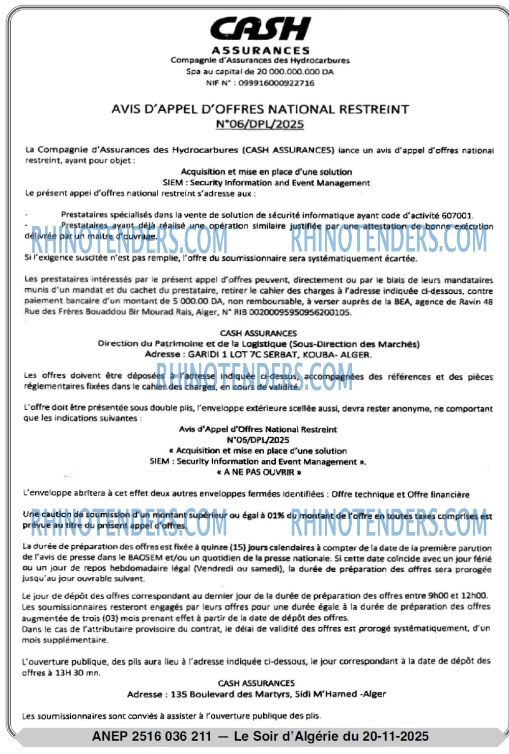 LE SOIR D'ALGERIE