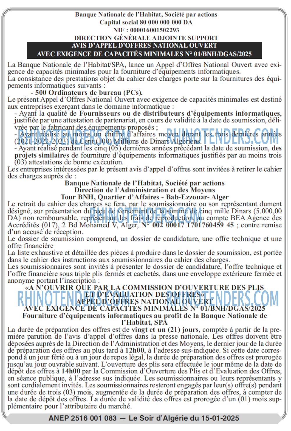 LE SOIR D'ALGERIE
