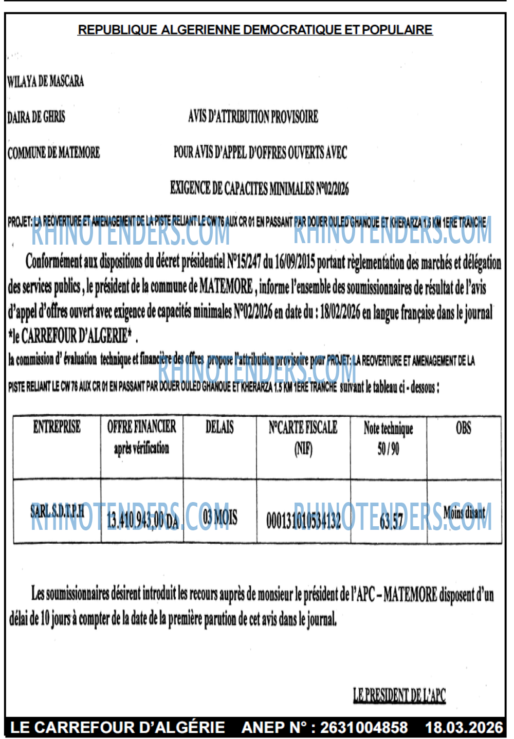Le Carrefour d'Algérie