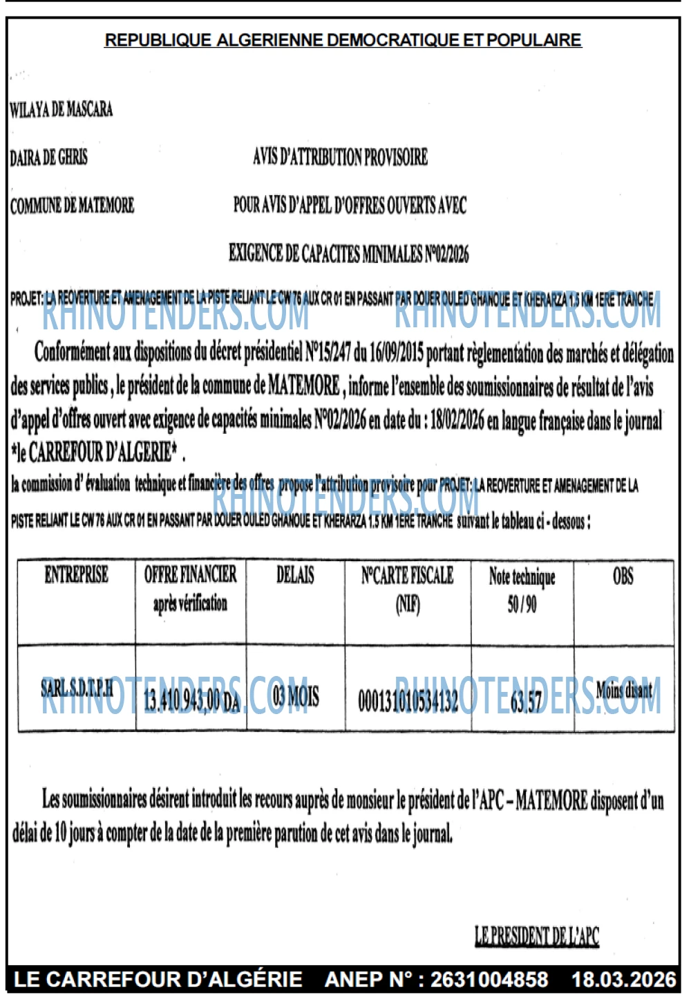 Le Carrefour d'Algérie