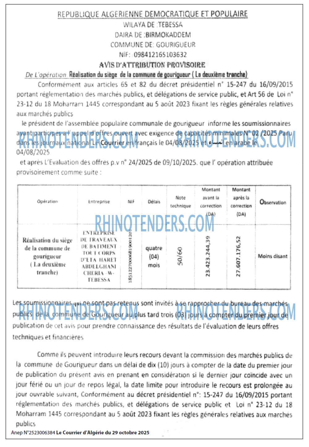 Le Courrier d'Algerie