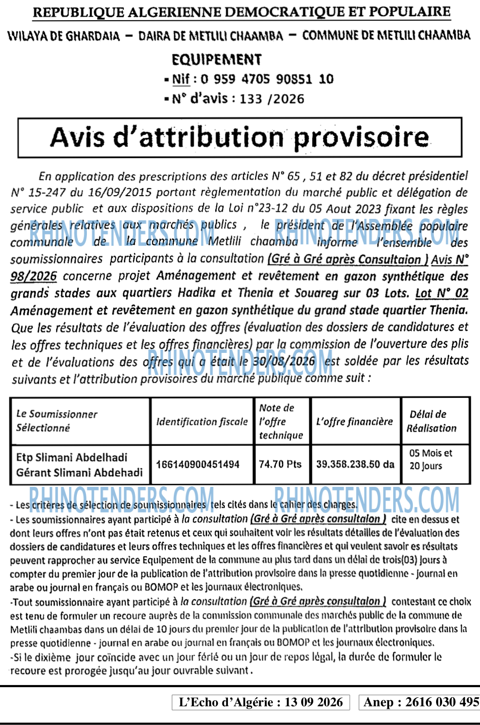 L'ECHO D'ALGERIE