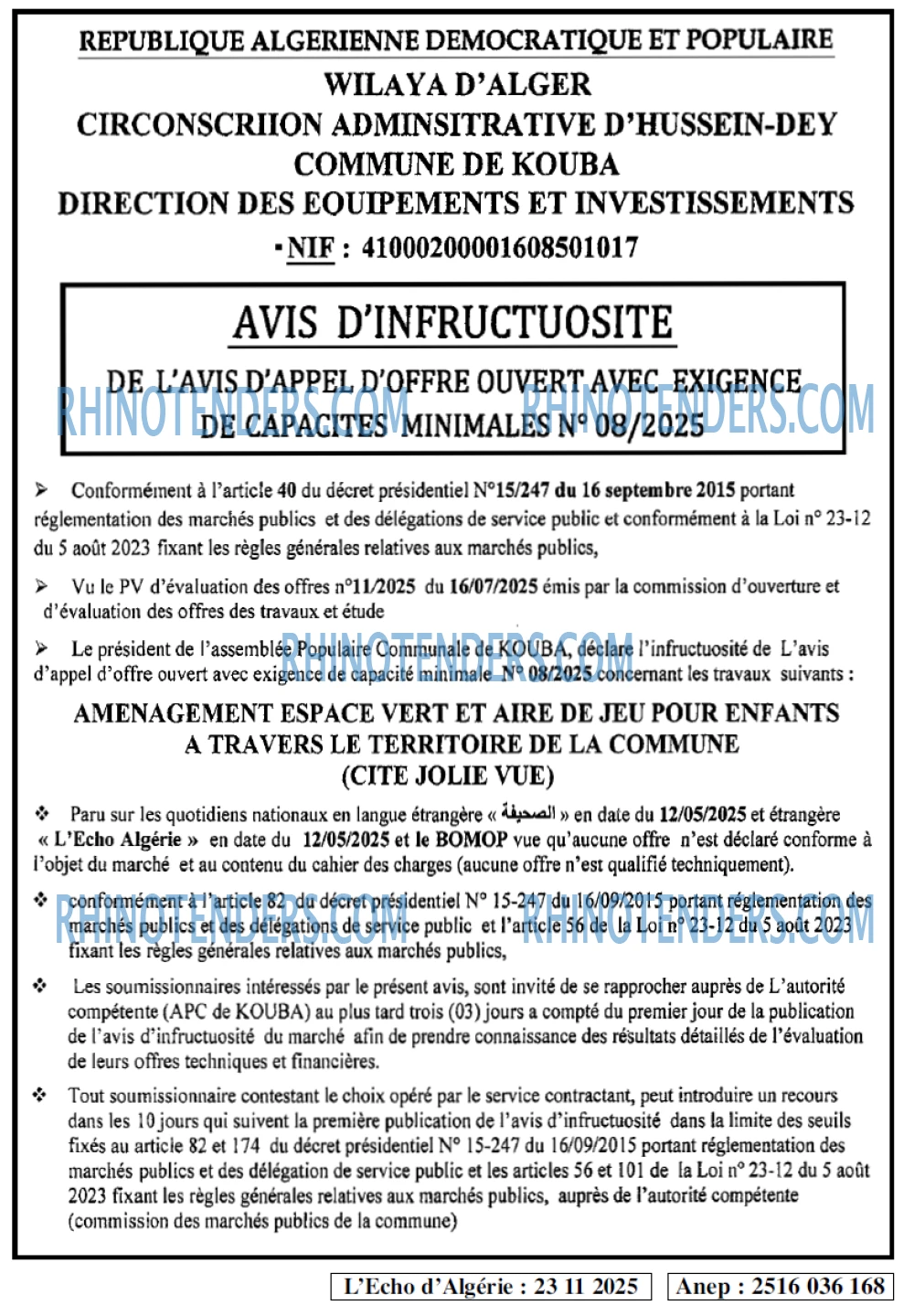 L'ECHO D'ALGERIE