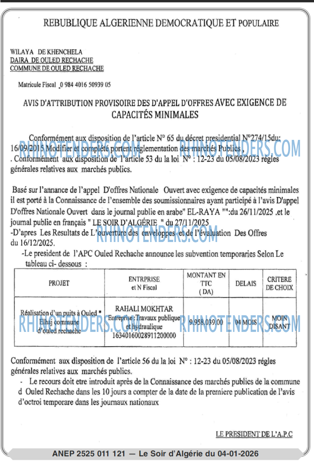 LE SOIR D'ALGERIE