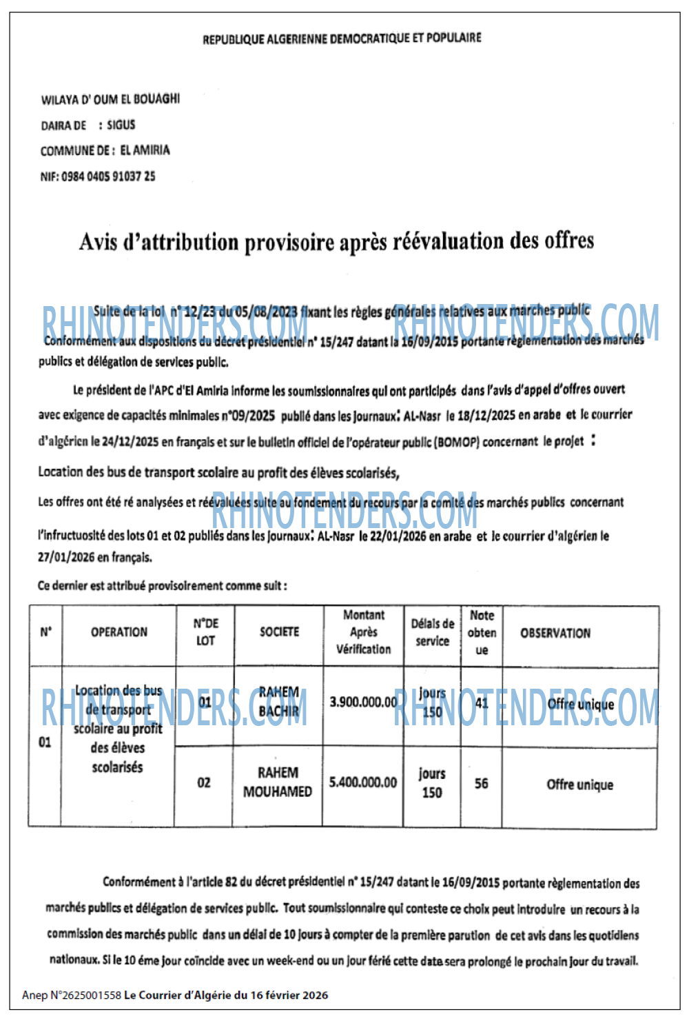 Le Courrier d'Algerie