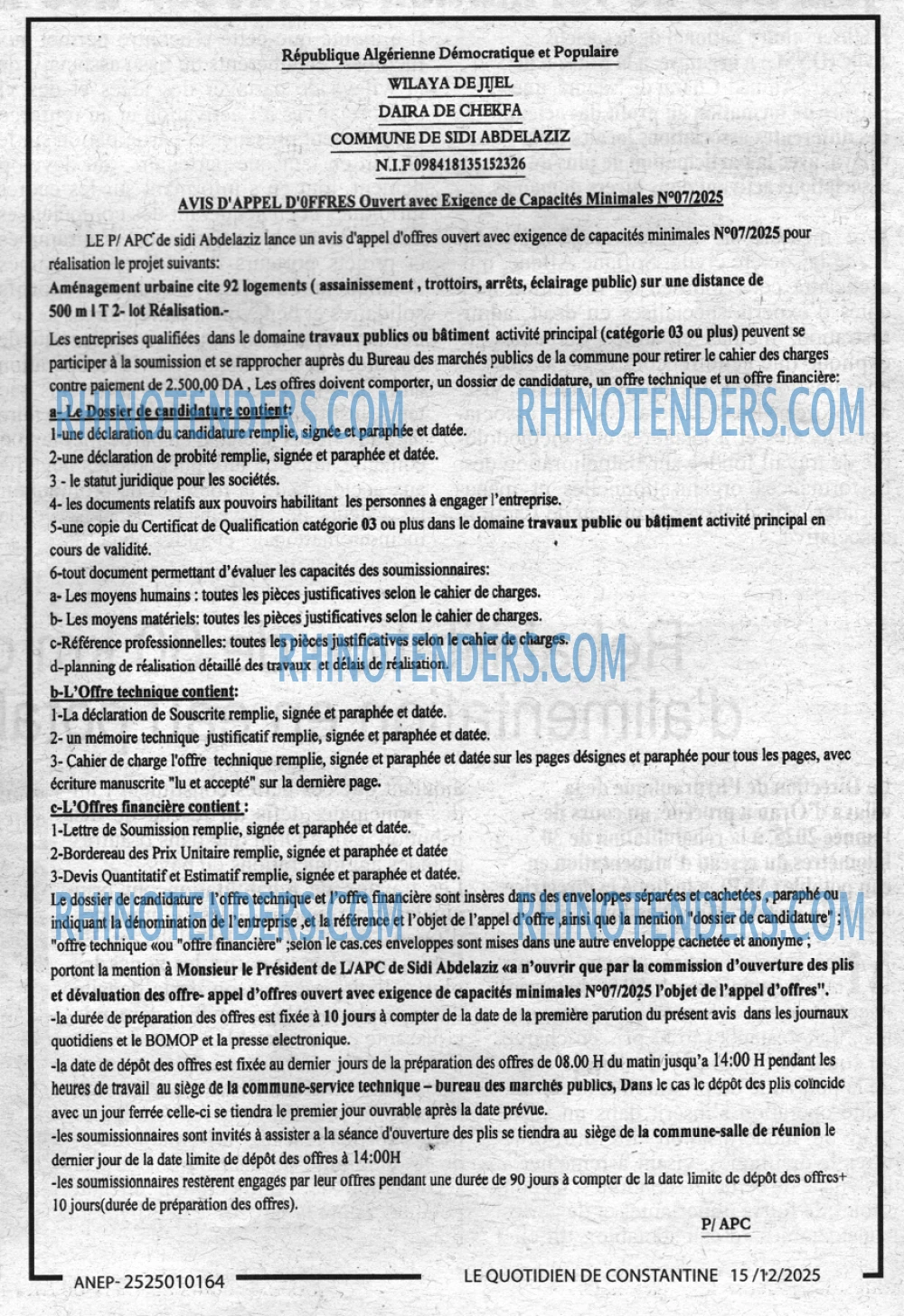 LE QUOTIDIEN DE CONSTANTINE