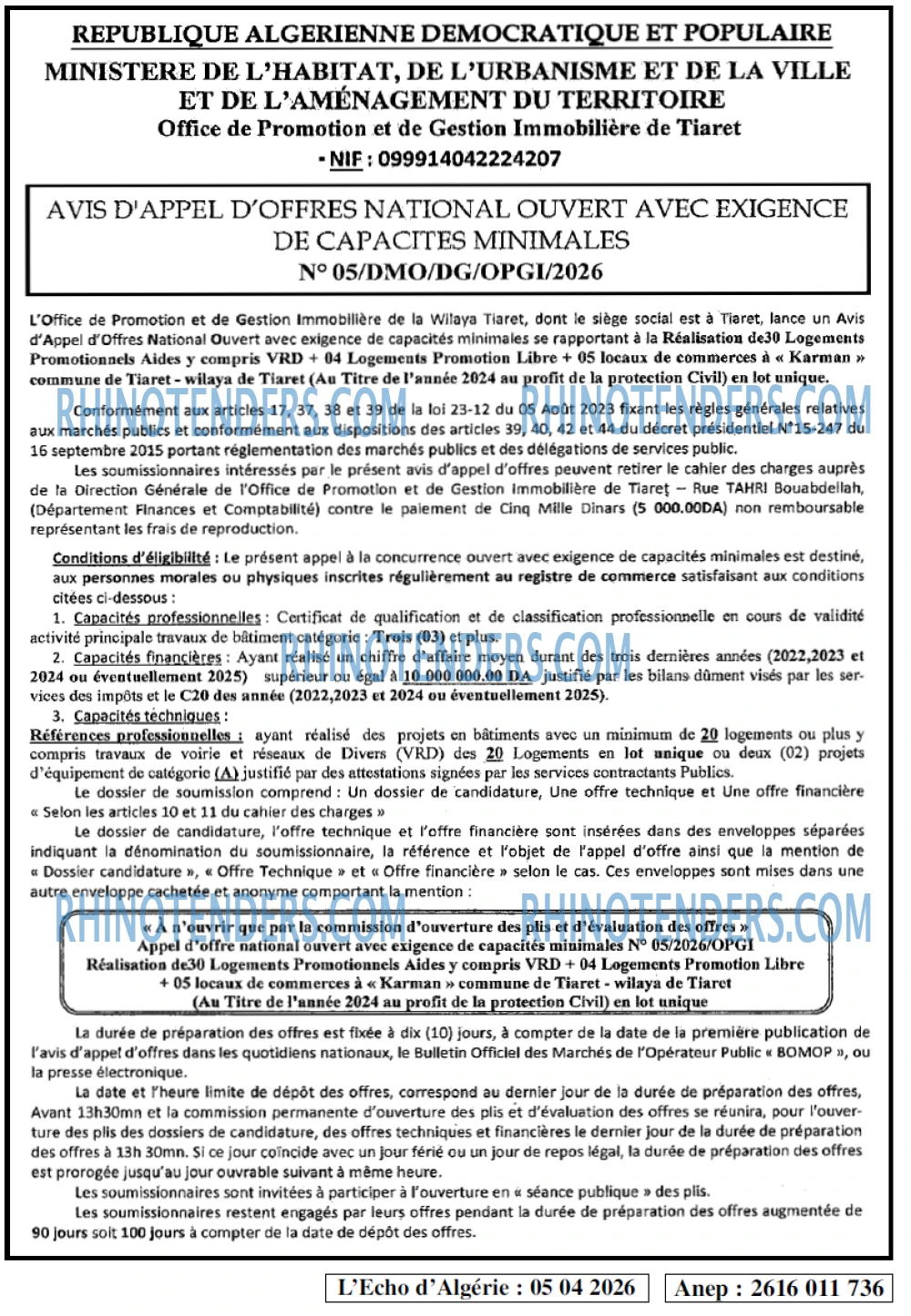 L'ECHO D'ALGERIE