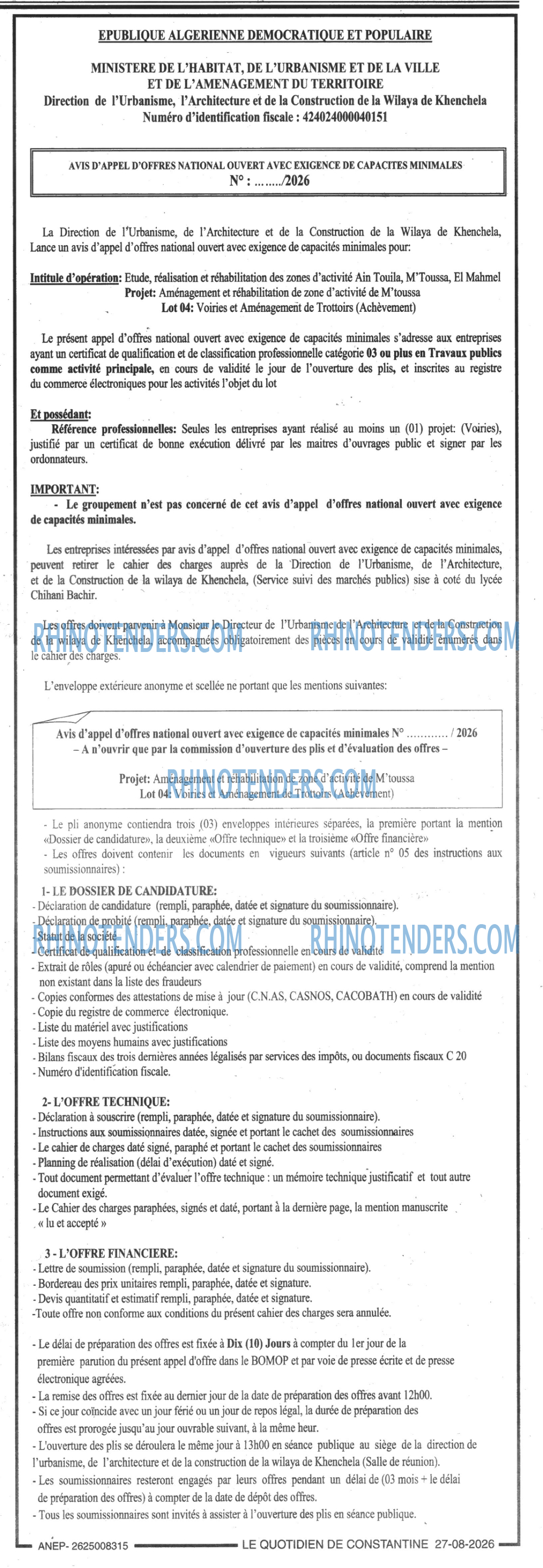 LE QUOTIDIEN DE CONSTANTINE
