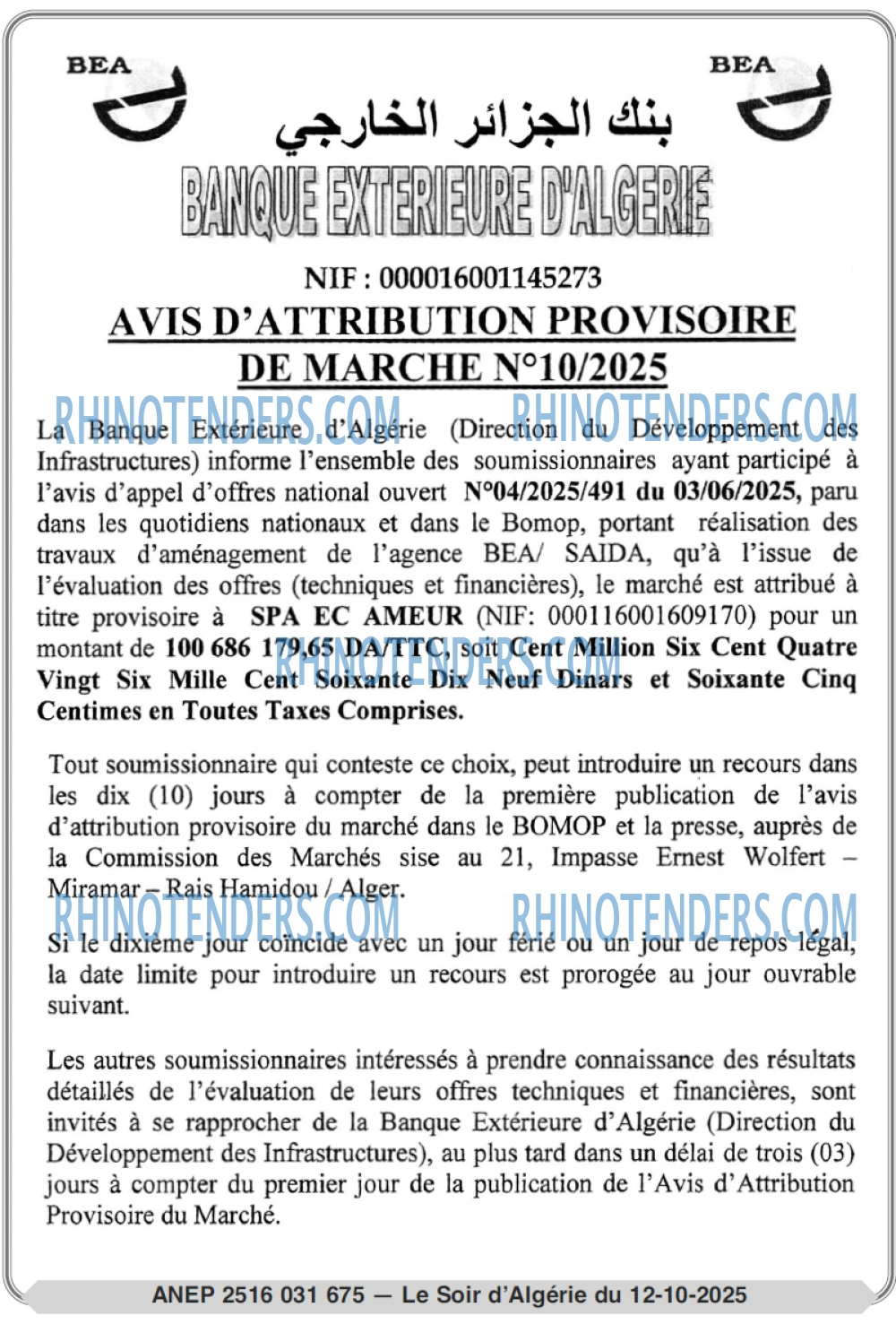 LE SOIR D'ALGERIE