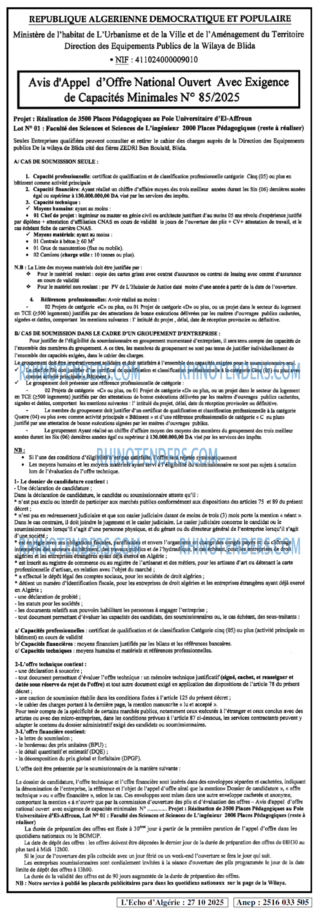 L'ECHO D'ALGERIE