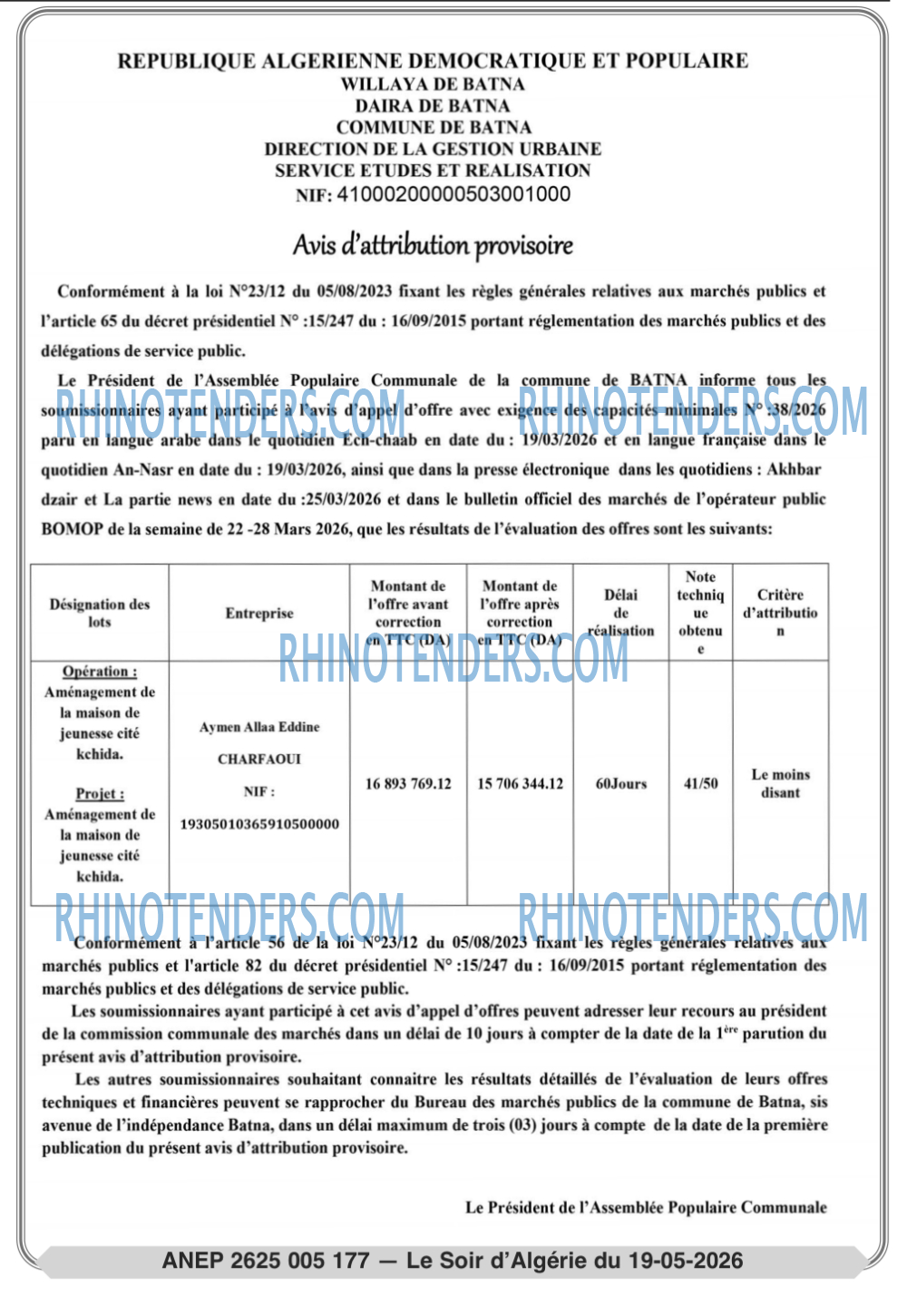 LE SOIR D'ALGERIE
