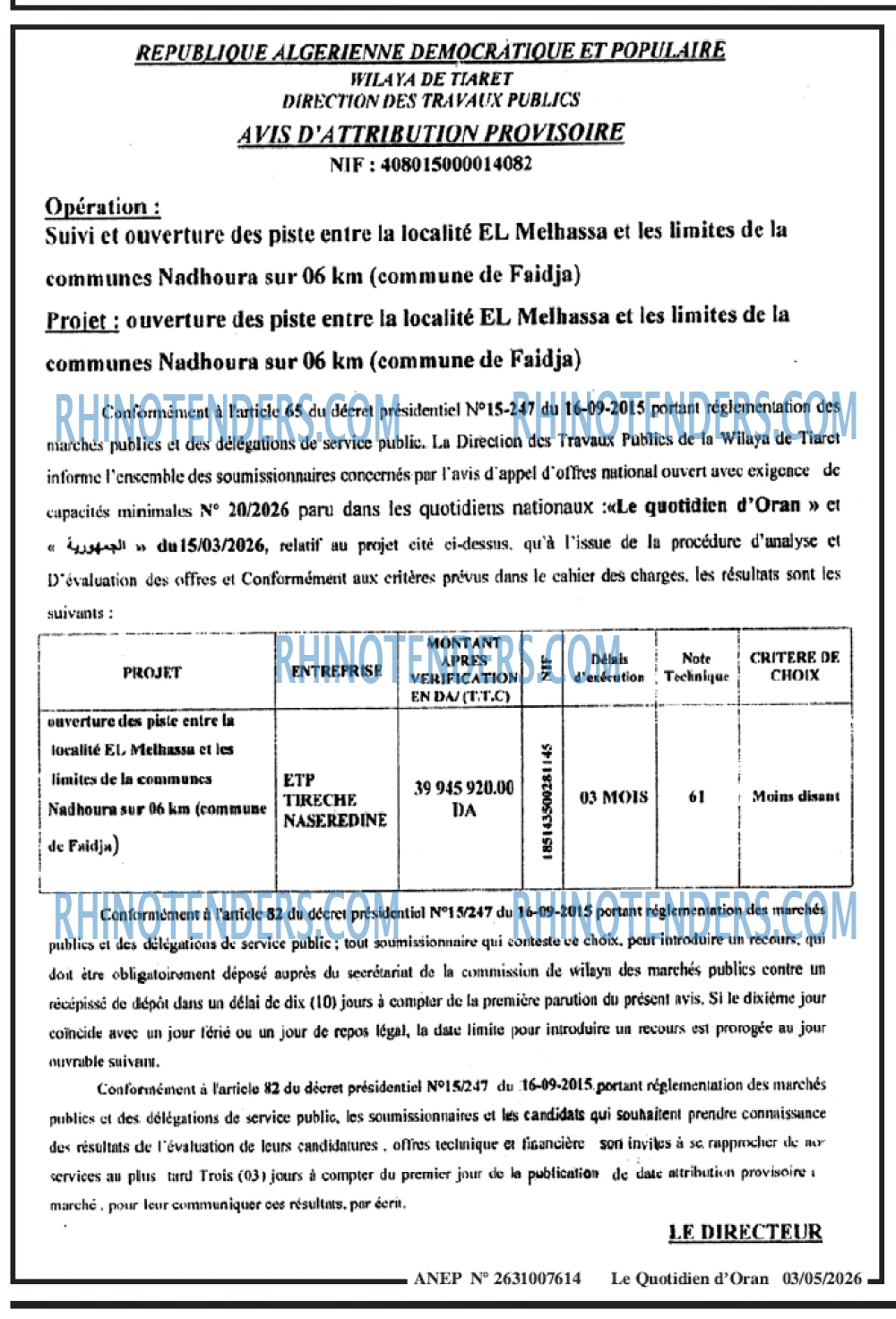 Le Quotidien d'Oran