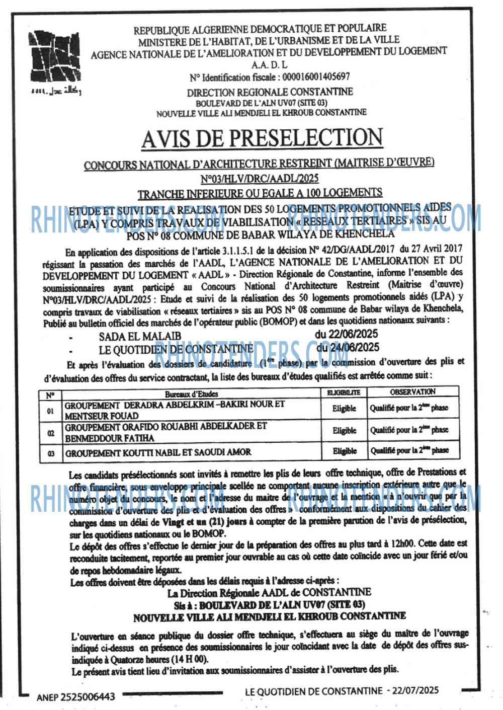 LE QUOTIDIEN DE CONSTANTINE