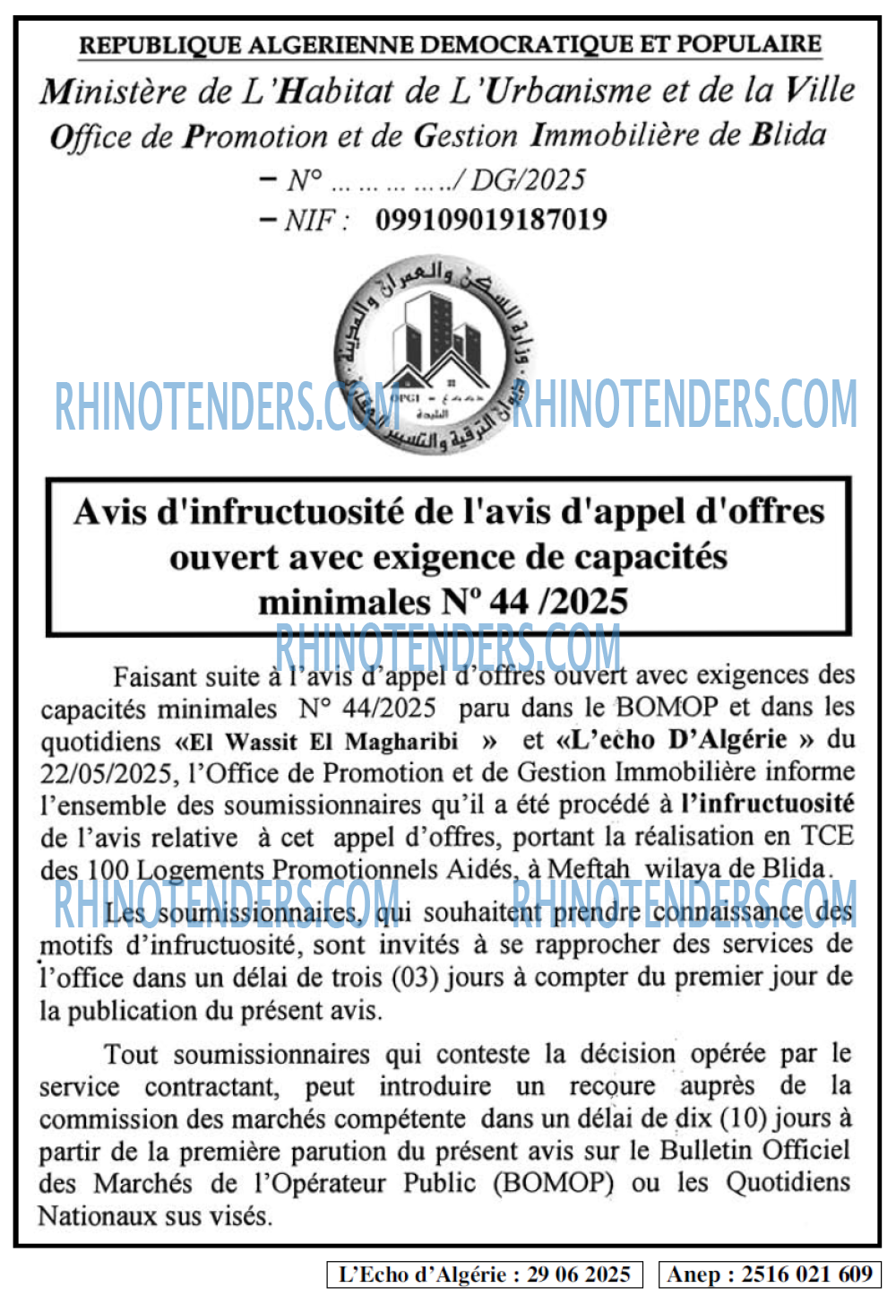 L'ECHO D'ALGERIE