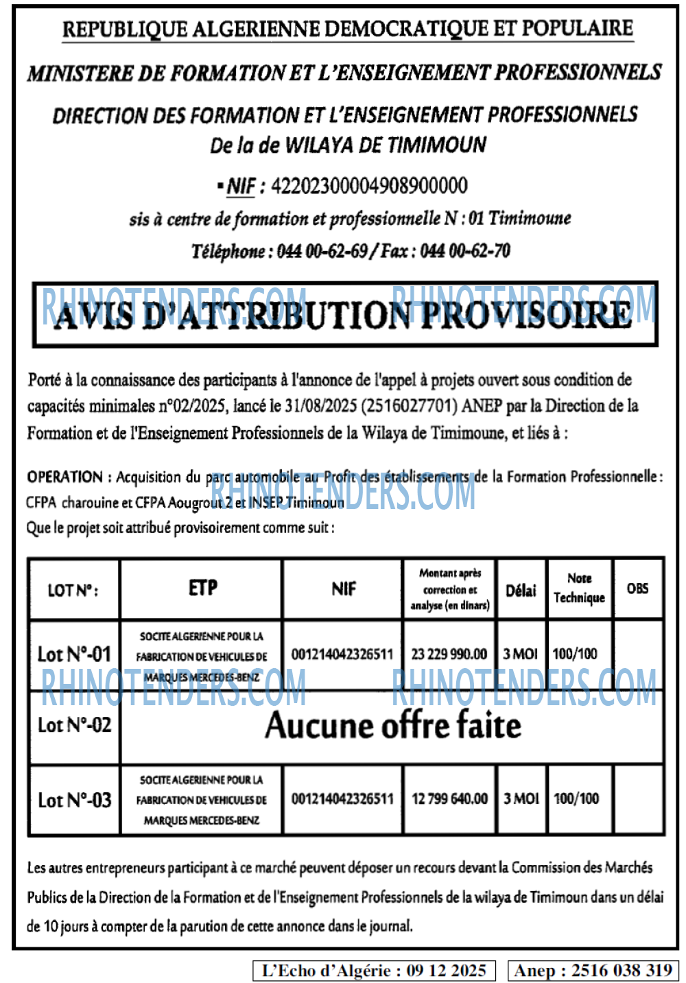 L'ECHO D'ALGERIE