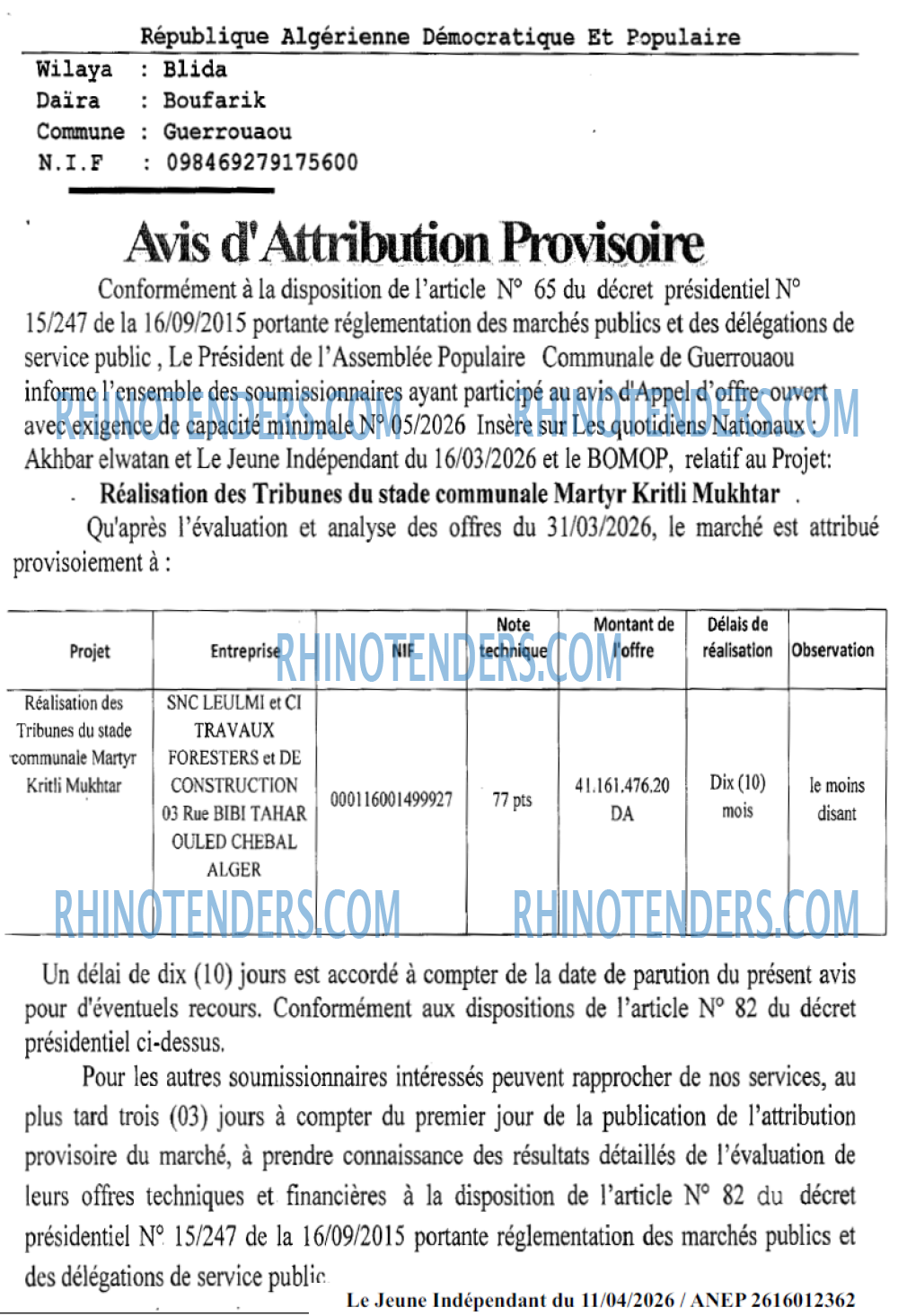 Le jeune indépendant