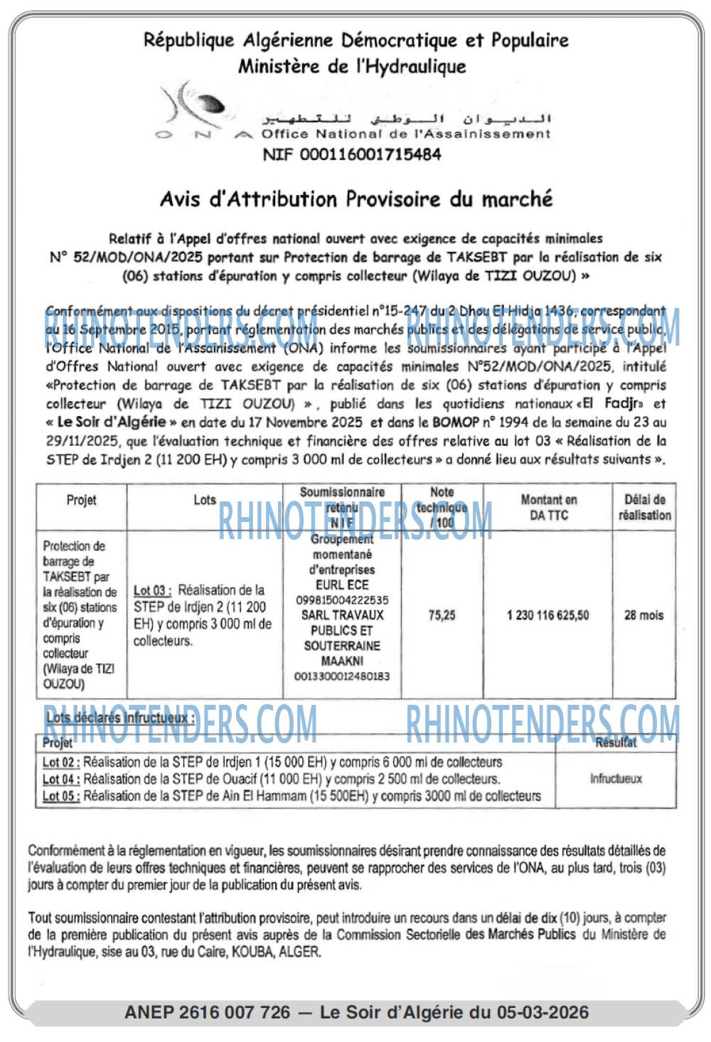 LE SOIR D'ALGERIE