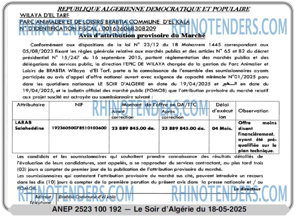 LE SOIR D'ALGERIE