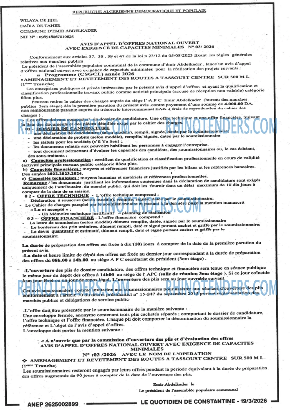 LE QUOTIDIEN DE CONSTANTINE