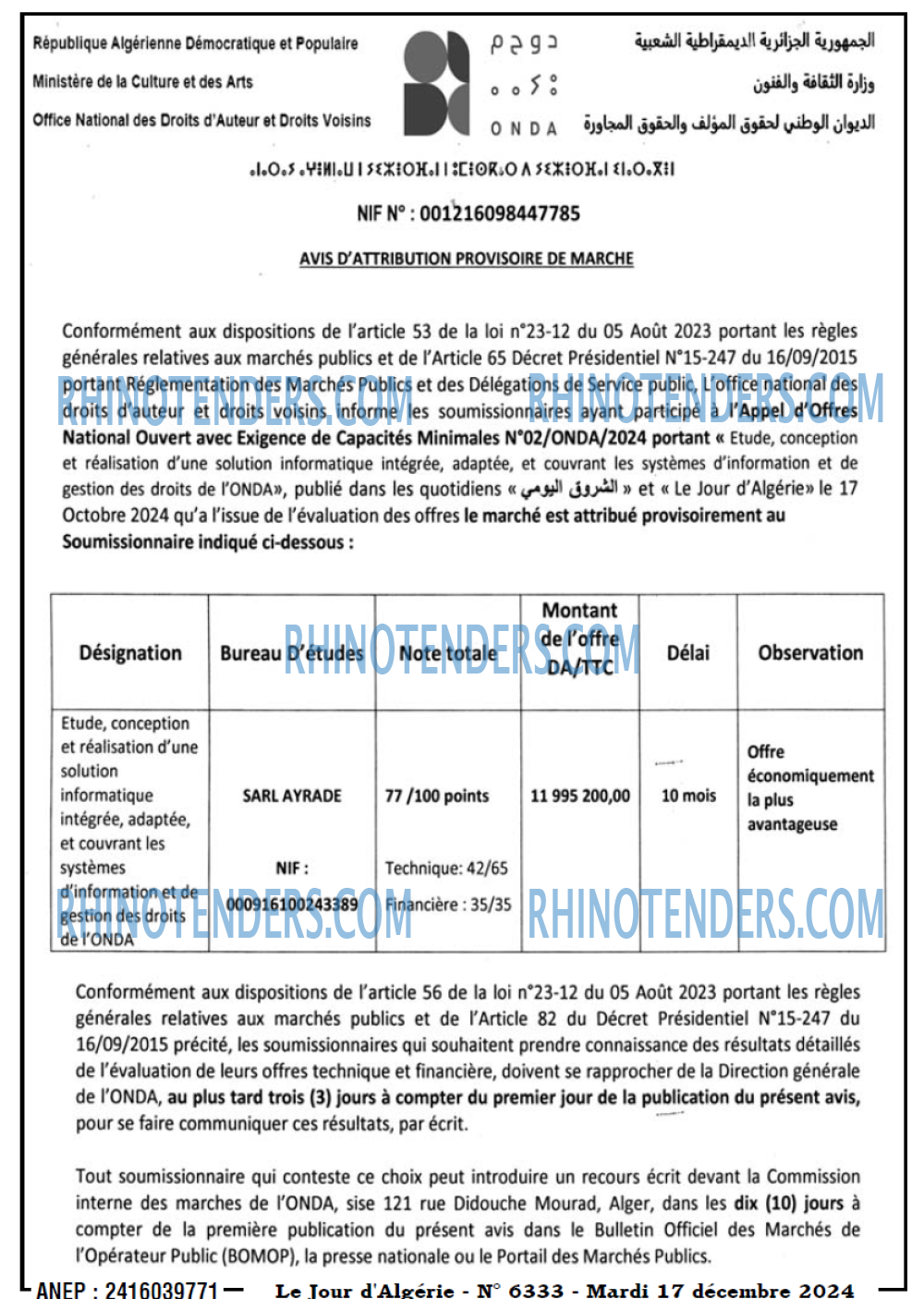 LE SOIR D'ALGERIE