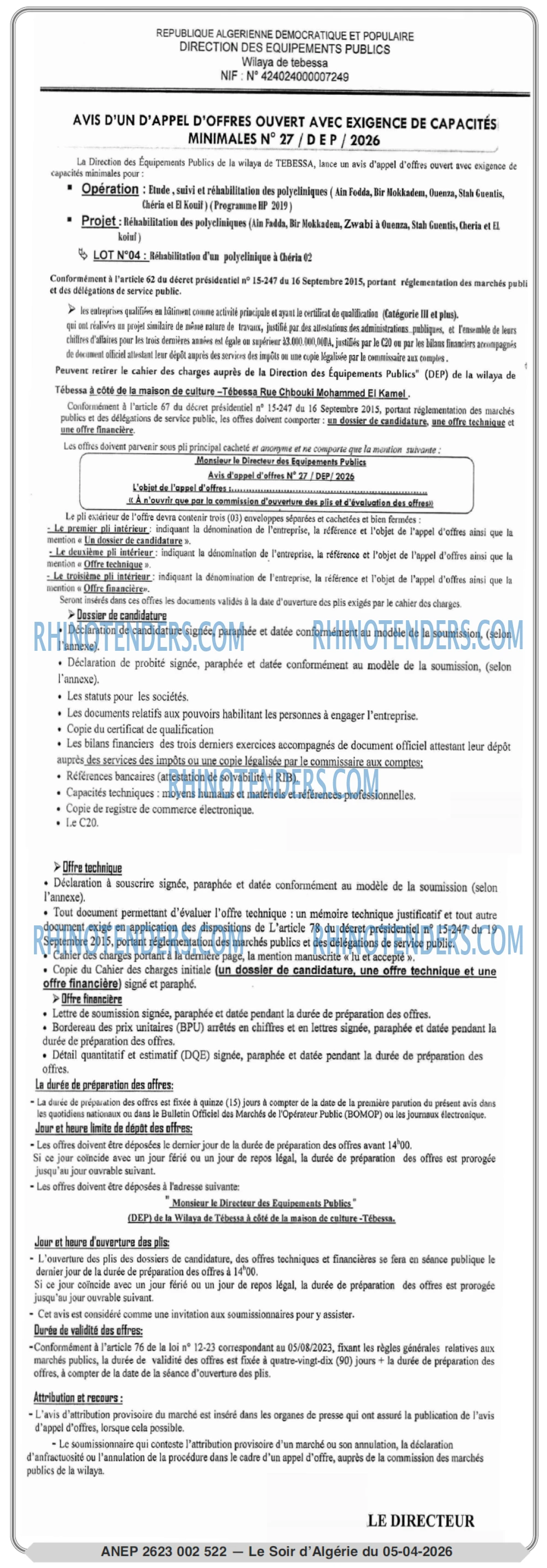 LE SOIR D'ALGERIE